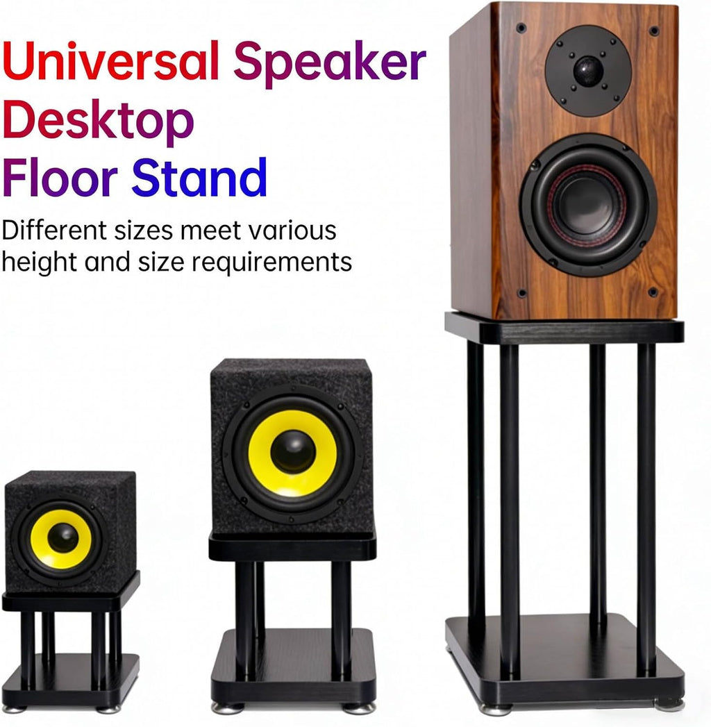 Modern Minimalist Black Speaker Stand Home Audio Dual Shelf Rack Multi-Functional Universal Various Audio Equipment(38 * 33 * 71cm)