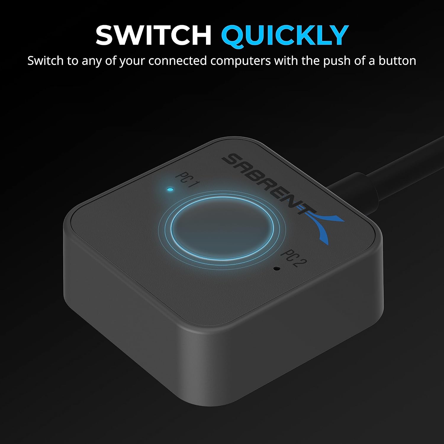SABRENT Thunderbolt 4 KVM Switch, Peripheral Sharing with 3X Thunderbolt 4 USB C 40Gbps, 2X USB-C Charging 60W (PD 3.0) | 4X USB Type A 3.2x2 10Gbps | Supports 4K@144Hz / 8K@60Hz DSC (SB-TB4K)