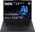 Lenovo ThinkPad T14 Gen 6 Business AI PC Laptop (14' FHD+ Touchscreen, Intel 12-Core Ultra 5 225U (> Ultra 7 155U), 32GB DDR5, 1TB SSD), 2x Thunderbolt 4, Backlit, Fingerprint, IR Webcam, Win 11 Pro