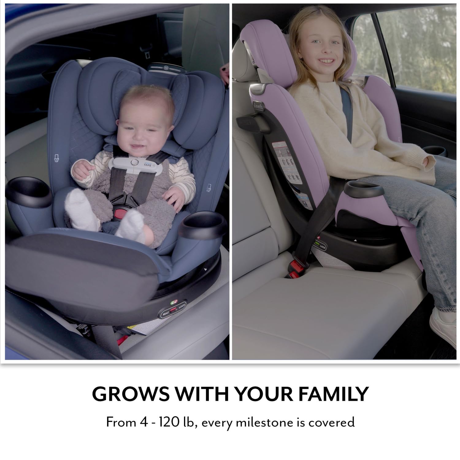 Evenflo Revolve360 Extend All-in-One Rotating Car Seat with Green & Gentle Fabric (Flint)