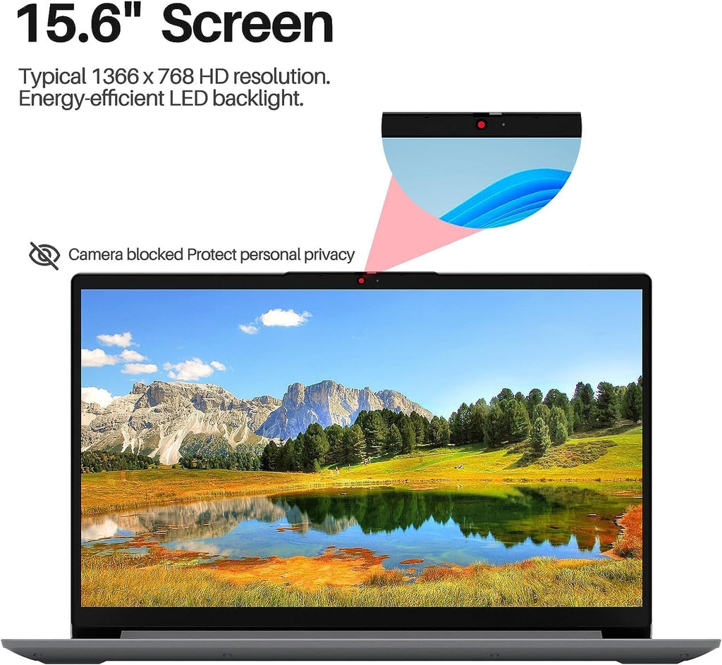 Lenovo Ideapad 15.6' Laptop | AMD Processor | Copilot & Windows 11 | 4GB DDR5 RAM | 128GB PCIe SSD | Full-size Keyboard | Wi-Fi 6 | HDMI | Privacy Webcam | Dolby Audio | Multitasking Laptop for School