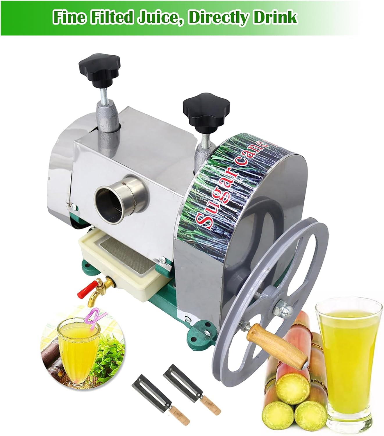Commercial Manual Sugar Cane Ginger Press Juicer with Knives Wooden Case
