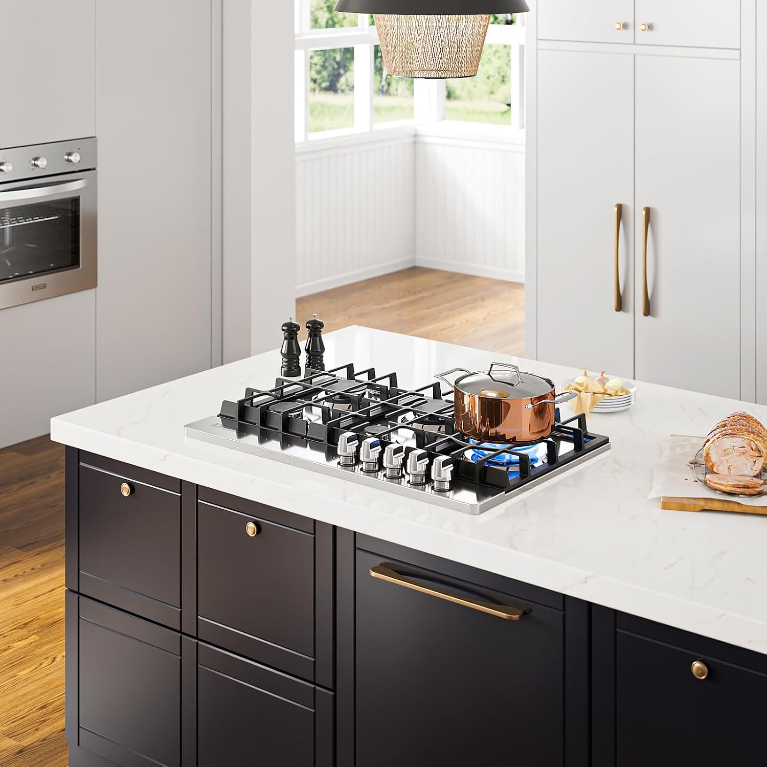 Empava 30-Inch Gas Stove Cooktop - 5 Italy SABAF Sealed Burner NG/LPG Convertible in Stainless Steel