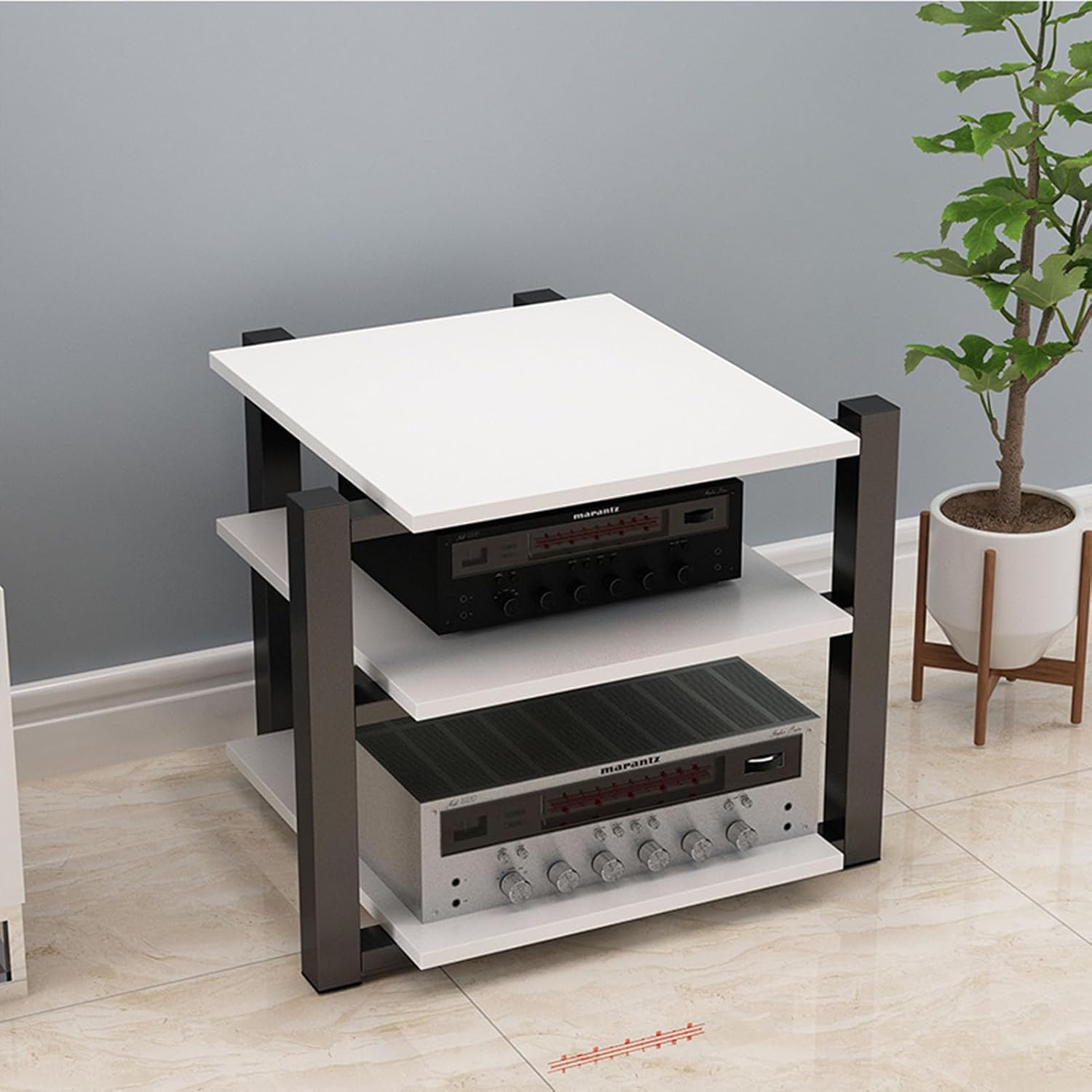 Modern 3-Tier Wooden AV Stand - Stylish Corner Cabinet for Home/Office/Theater, Storage for CD Players & Audio Equipment, Functional & Sleek Design