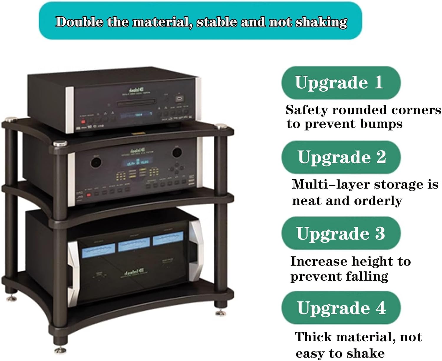 1/2/3/4 Tier Hifi Stand, AV Media Stand, Audio Storage Rack, Audio Rack Stand, Stackable Equipment Rack, Audio Rack Tower Heavy Duty for Audio Equipment, AV Component Media Stand for Home Office