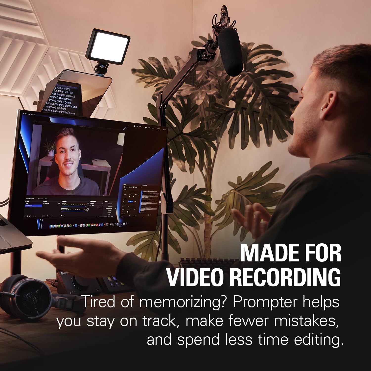 Elgato Prompter â€' Teleprompter with Built-in Screen for YouTube, Twitch, Zoom and More, 1080 Pixels, Supports DSLR/Webcam/Smartphone, Drag & Drop Monitor Display, Works with Mac/PC & Stream Deck