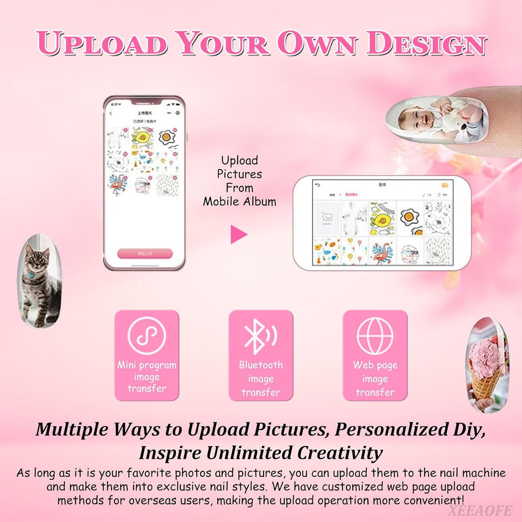 Nail Art Printer Machine, 3D Digital Mobile Printer with Touch Screen, Fast Drawing in 10 Seconds, for Weddings, Girls' Home Nails, and Nail Art Studios