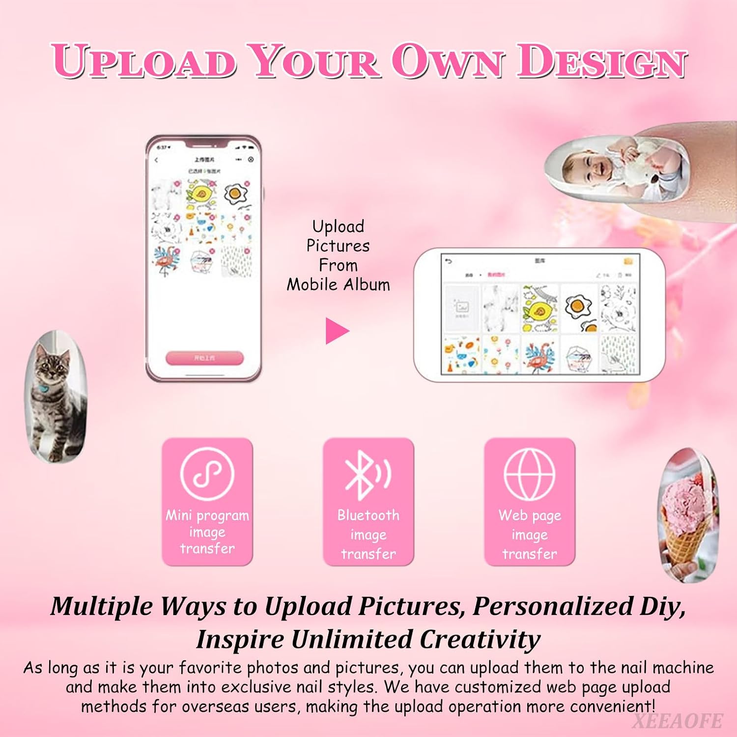 Nail Art Printer Machine, 3D Digital Mobile Printer with Touch Screen, Fast Drawing in 10 Seconds, for Weddings, Girls' Home Nails, and Nail Art Studios