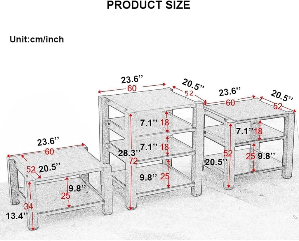 Audio Rack Stereo Rack Wooden Audio Equipment Rack Audio Open Rack Cabinet HiFi Rack Audio-Video Shelving Audio Component Rack(Rot,2 Tier)
