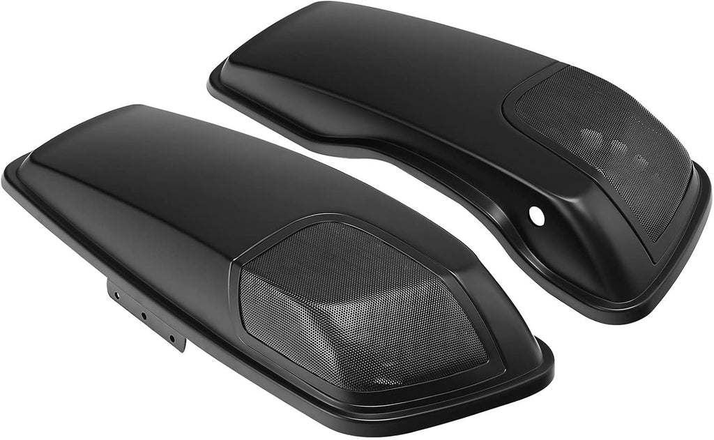 HR3 Color-Matched Black Denim Saddlebag Lids w/ 5'x7' Speaker Grills Compatible with 2014-later Harley Touring Road Glide Street Glide Ultra Limited Electra Glide Standard