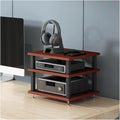 Audio Rack 2/3/4 Tier Stereo Rack Audio Equipment Rack Audio Stereo Shelf Wooden HiFi Rack Audio-Video Shelving HiFi Rack Shock Durable(Brown,3 Tier)