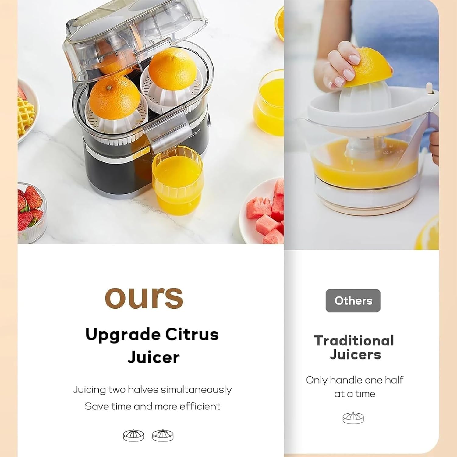 High-Speed 18000 RPM Motor, 8-blade Pulp Tank for Quick Juice Extraction in 20 Seconds, Easy to Clean with Separate Accessories, Perfect for Fresh Citrus Juices at Home