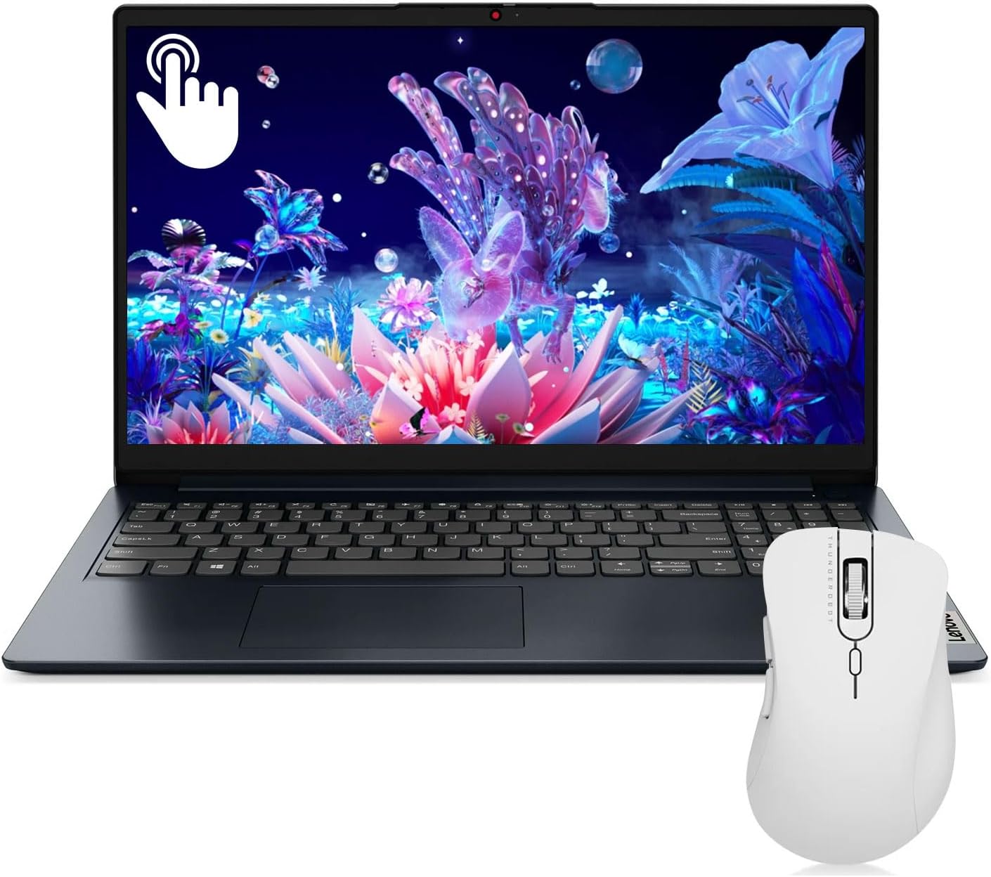 Lenovo IdeaPad 1 15.6' FHD Touchscreen Laptop, Intel Core i5-1335U, 16GB RAM, 512GB SSD, Webcam, HDMI, SD Card Reader, Wi-Fi 6, Win 11 Home, Abyss Blue, Bundle with Thunderobot ML101 Wireless Mouse
