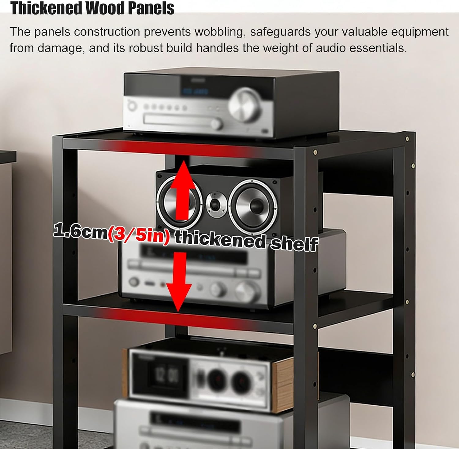 YLLFFLL Small Audio Component Rack Tower Media Stereo Stand Equipment Shelf 2 Layer, Modern Audio Stands and Cabinets for Studio, Standing Game Console Shelf(#2,H 35CM(13 4/5IN))