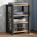 AV Media Stand, 2/3/4/5-Tier Audio Rack with Adjustable Shelf, Entertainment TV Shelves, Floor-Standing Stereo Cabinet Corner Shelf, Metal Storage Frame(Natural,4 Tier 60x50x85CM)