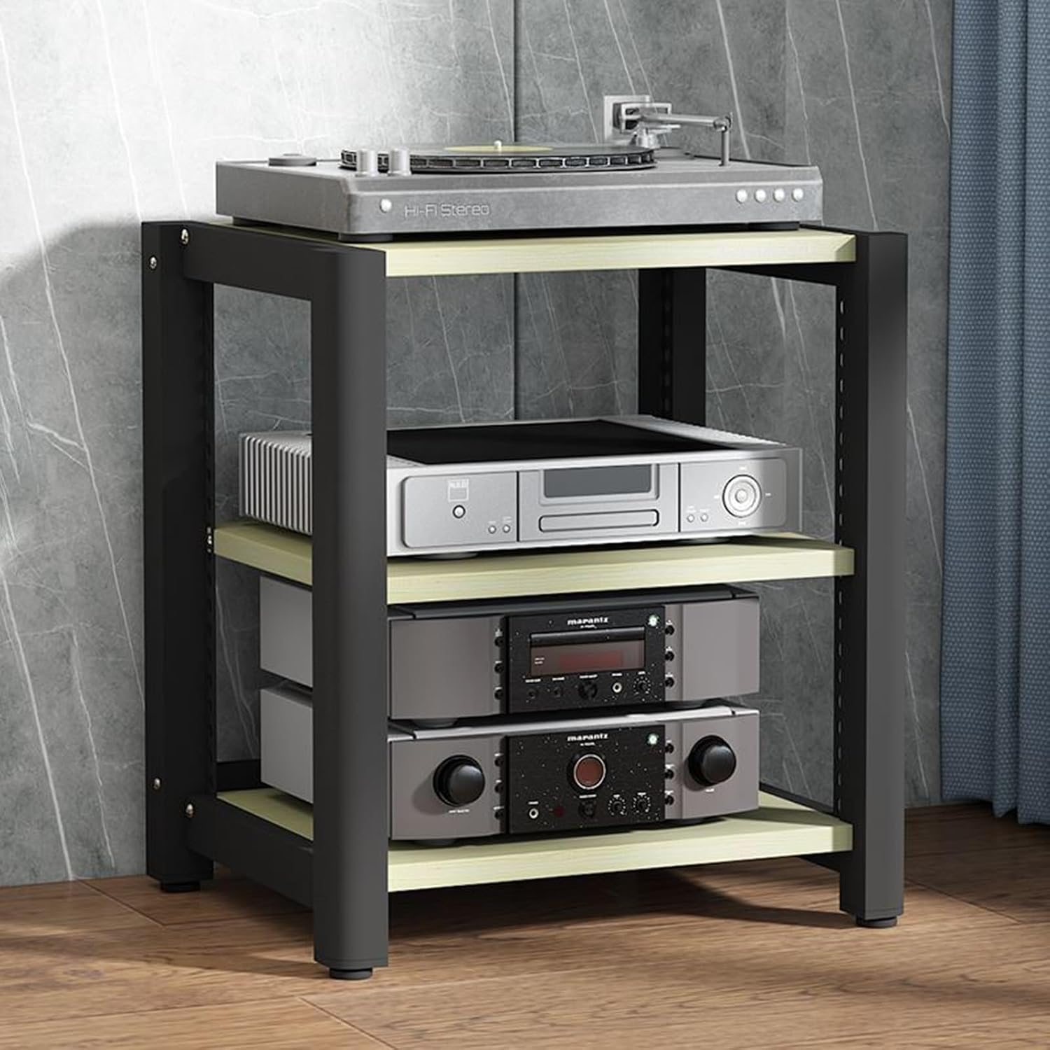 Audio Equipment Rack Cabinet, AV Component Media Stand, Stero Cabinet Audio-Video Tower with Non-Slip Foot Pad, Vertical Printer Holder, High-Durability