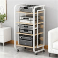 HiFi Rack Audio Cabinet for Media Component with Wheels and Adjustable Wooden Shelves Sturdy Storage Rack for Record Player, TV Box, Amplifier(White,50x42.5x90cm)