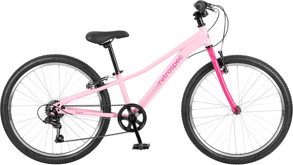 Retrospec Dart Kids Bike - 7-Speed Hybrid Bicycle for Ages 6-11 with 29in All-Season Tires & Shock Absorption - Adjustable Height Youth Bike with V-Brakes & Smooth Gear Shifting