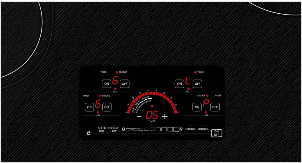 Sharp SCR3042FB 30' Drop-In Radiant Cooktop, Magnetic Stainless Steel Side Accessories, 4 Cooking Zones, Double Heater Capacity, 7200W Total
