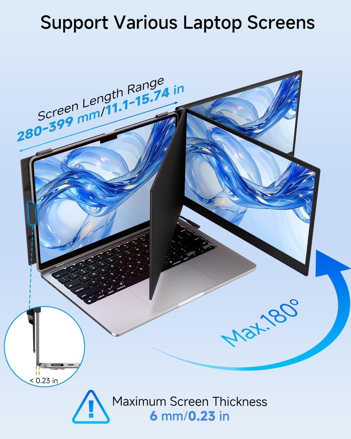 Laptop Screen Extender Ultra Portable, 14' 1080P 1.31lbs FHD Low Blue Light Portable Monitors for Laptop, Plug & Play Dual Screen Monitor for Laptops, Travel Extra Monitors for Laptops for Windows/Mac