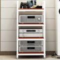 4-tier Media Stand Audio-video Shelving Stereo Console Stand Tower Rack Wooden Cabinet Open-Ended Electronics Equipment Shelf with Height Adjustable Shelves for TV Box/DVD Player Gaming Rec Room(White