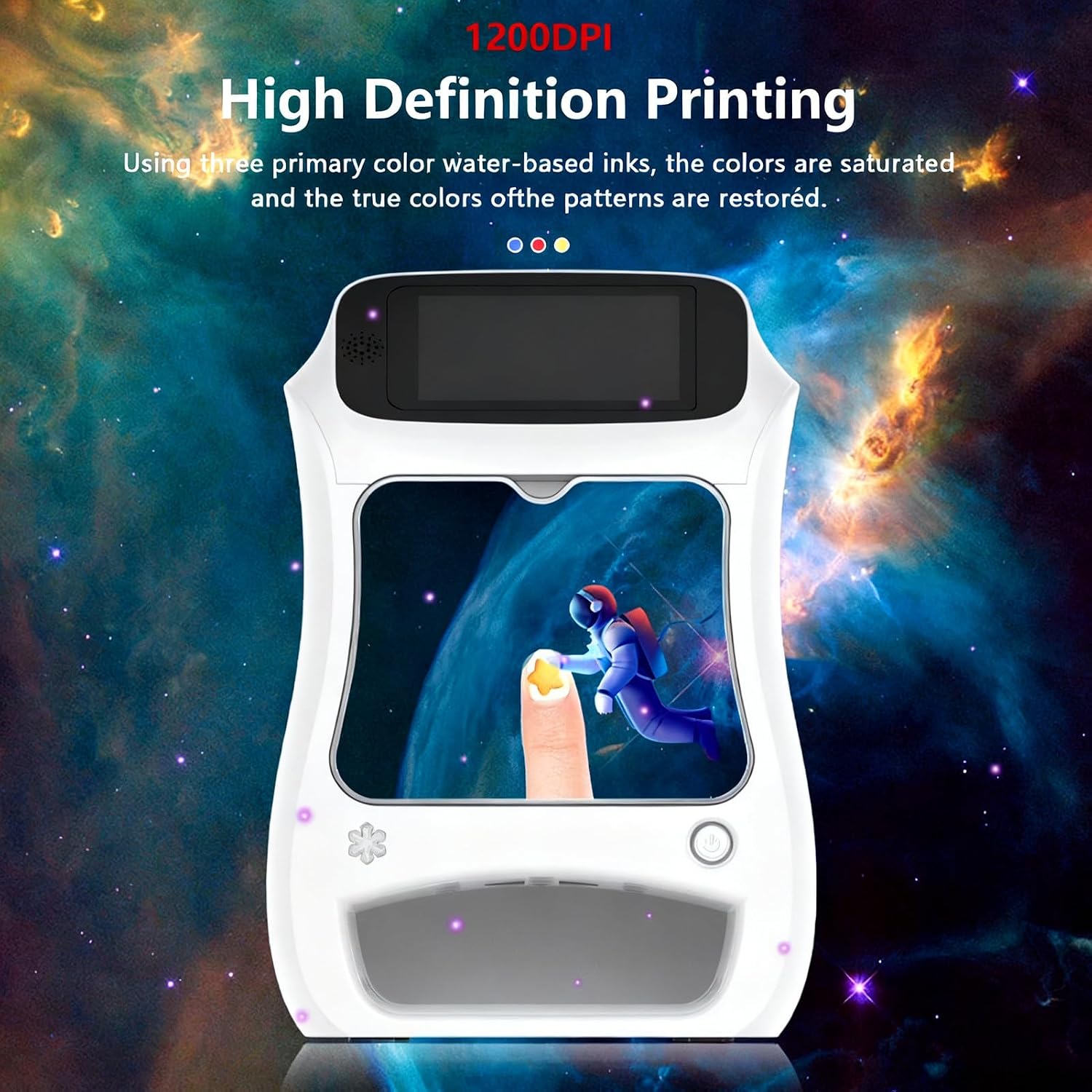 Automatic Smart 3D Art Nail Printer,Digital Mobile Nail Art Printer,Control Through Mobile App, for Beauty & Personal Care for Girls' Home Nails White