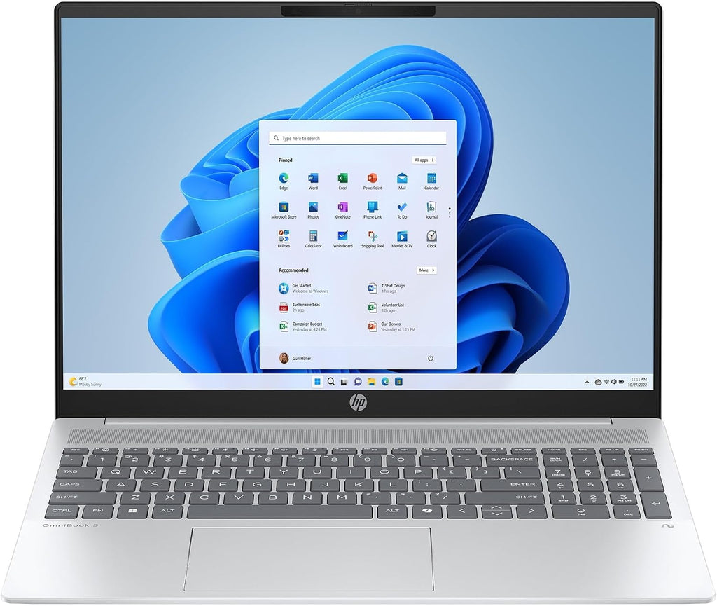 HP Omnibook 5 16' WUXGA Touch Screen Laptop| Intel Core Ultra 7 255U |Intel Graphics| Copilot |Backlit | Silver | 16GB RAM DDR5 | 1024GB SSD |Windows 11 Home |Bundle with HDMI Cable