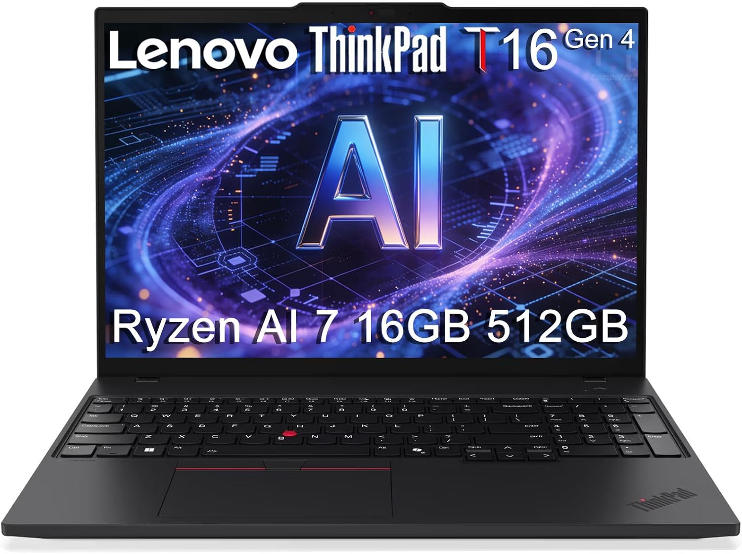 Lenovo ThinkPad T16 Gen 4 Business AI Laptop (16' FHD+, AMD Ryzen AI 7 PRO 350 (> Intel Ultra 7 255U), 16GB DDR5, 512GB SSD) Copilot+ PC, 2x Thunderbolt 4, Backlit, Fingerprint, IR Webcam, Win 11 Pro