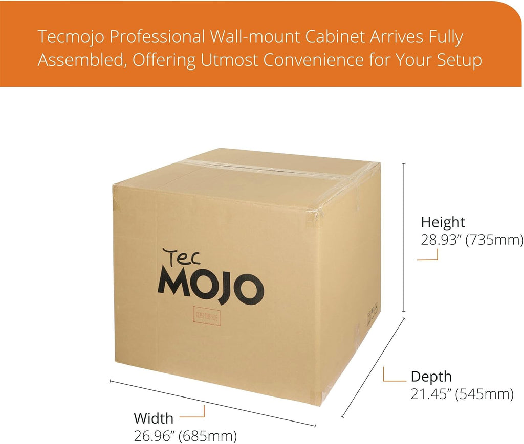 Tecmojo 12U Wall Mount Rack,12U Rack 17.7 Inch Depth,Hold Up to 176 Lbs,Enclosed Wall Mount Rack Kit for 19 Inch Network,Server and AV Gear,Glass Door(Elite Collection)