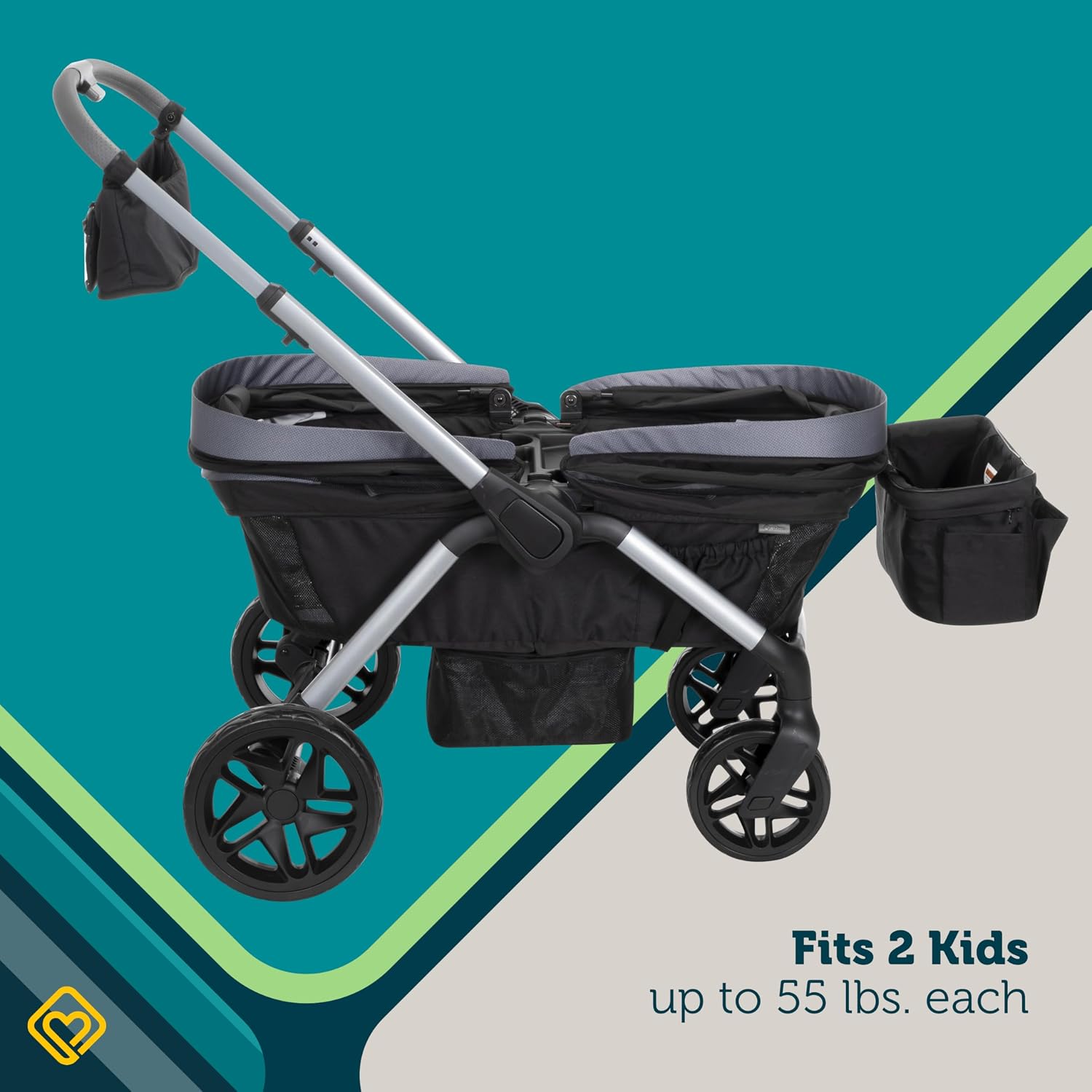 Safety 1st Summit Wagon Stroller fits 2 Kids Includes Removable Child Tray and 2 Cup Holders, Wave Runner (CV450HBO)