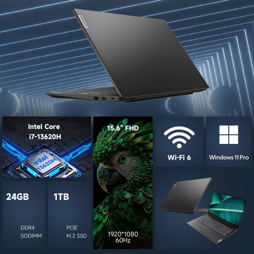 Lenovo V15 High-Performance Business Laptop, 15.6' FHD Display, 13th Gen Intel 10-Core i7-13620H, 40GB RAM, 2TB SSD, Webcam, HDMI, Wi-Fi 6, Windows 11 Pro, Bundle with ADATA 64GB USB Flash Drive