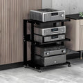 Black AV Cabinet - Movable Audio-Video Media Stand, Stereo Rack Tower for Home Theater, Wooden Media Storage, Modern 50x40x70cm Entertainment Center