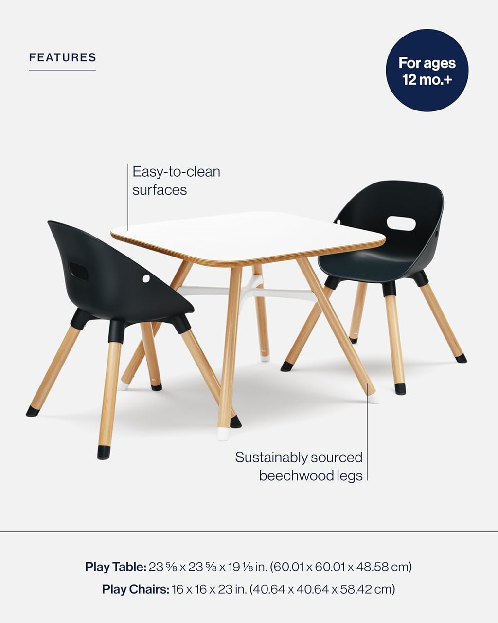 Lalo The Play Kit - Kids Table and Chairs Set - Toddler Activity Table for Playroom, Snack Time, Arts & Crafts - Easy to Clean - Coconut/Licorice