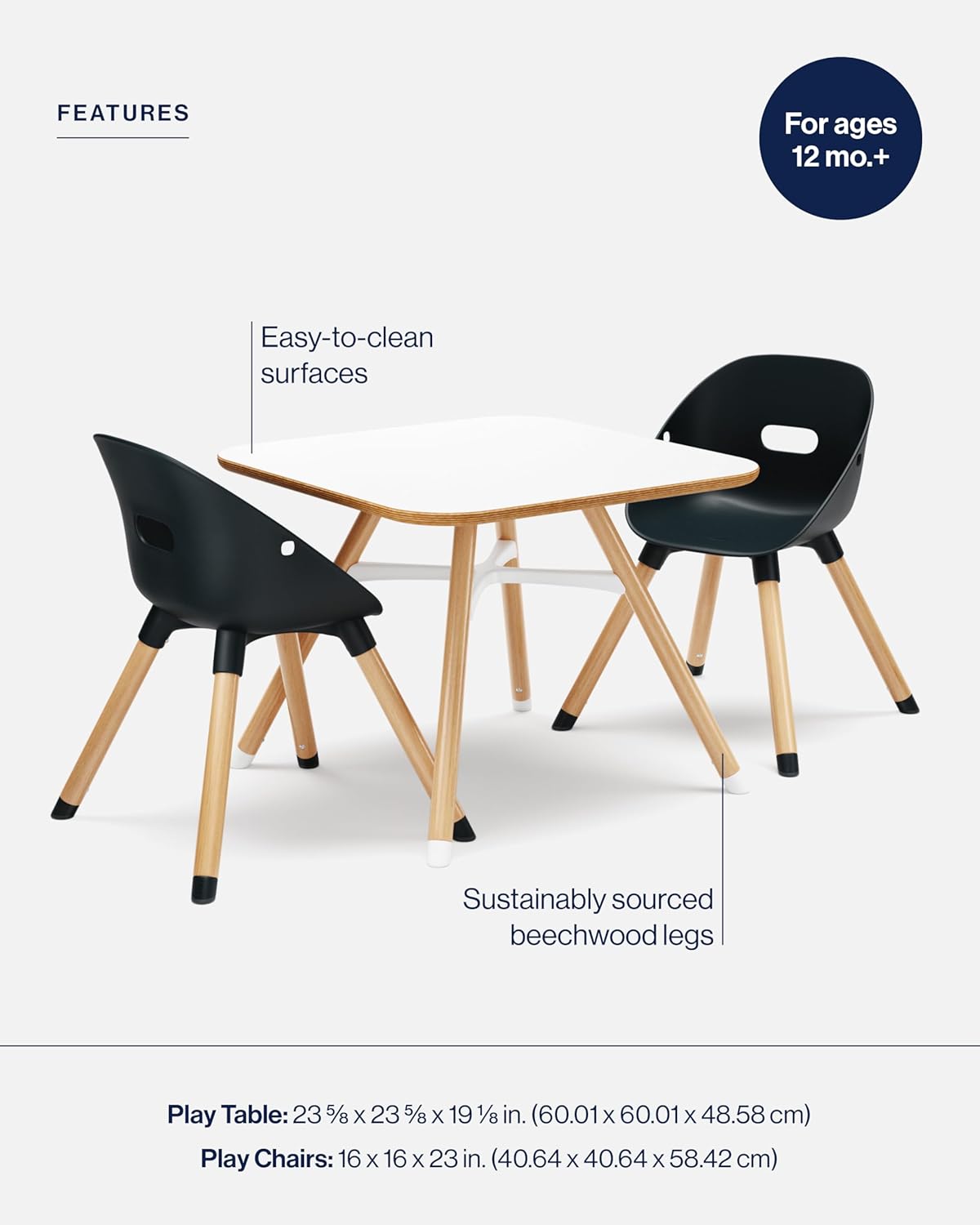 Lalo The Play Kit - Kids Table and Chairs Set - Toddler Activity Table for Playroom, Snack Time, Arts & Crafts - Easy to Clean - Coconut/Licorice