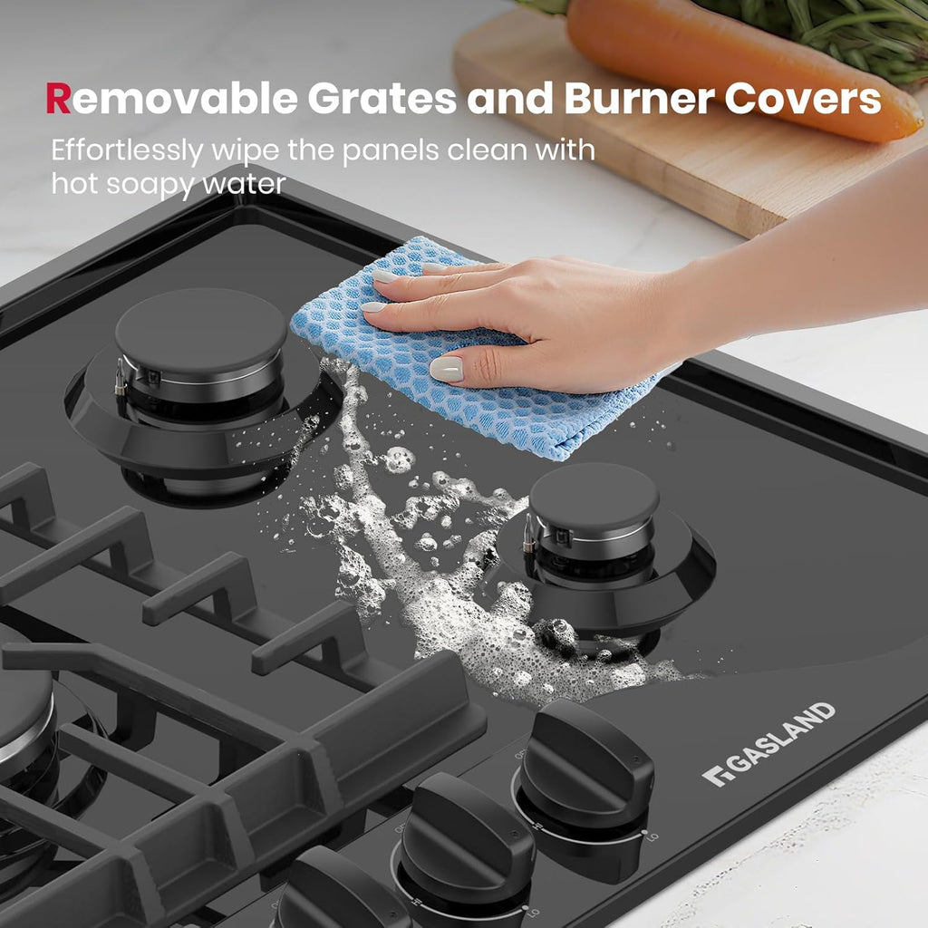 GASLAND 36 Inch Gas Cooktop 5 Italy Sabaf Burner, PRO GH2365EF, Built-in NG/LPG Convertible Stovetops, Gas Countertop Plug-in with Thermocouple Protection, CSA Certified, Black