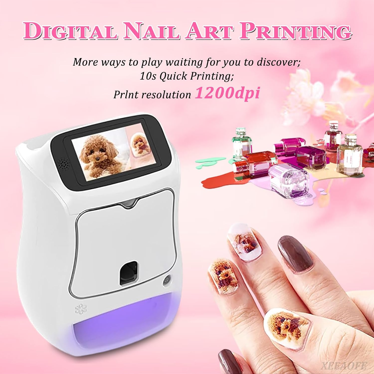 Nail Art Printer Machine, 3D Digital Mobile Printer with Touch Screen, Fast Drawing in 10 Seconds, for Weddings, Girls' Home Nails, and Nail Art Studios