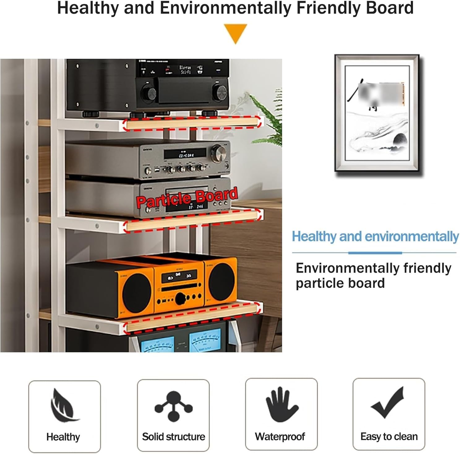 HiFi Rack Record Player Stand, 3/4/5 Tier AV Media Player Stand, Audio/Video Component Stereo Cabinet for Record Player, Amplifier, Entertainment Equipment(Style C,50x40x111cm)