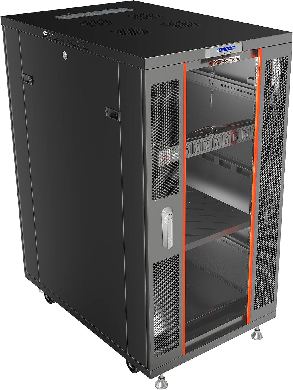 22U Home Server Rack Cabinet – 19' Floor Standing Network Rack, 39' Deep Homelab Rack with Locking Glass Door, Cooling Fans, PDU & Shelf for NAS, Router, Switch and AV Equipment