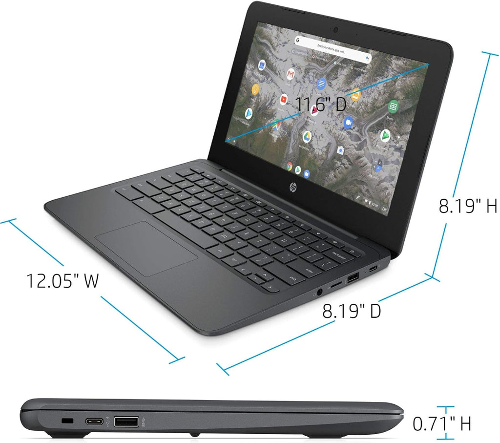 HP Flagship Chromebook, 11.6' HD (1366 x 768) Display, Intel Celeron Processor N3350, 4GB LPDDR2, 32GB eMMC, Chrome OS, HD Graphics 500, 11A-NB0013DX, Ash Gray
