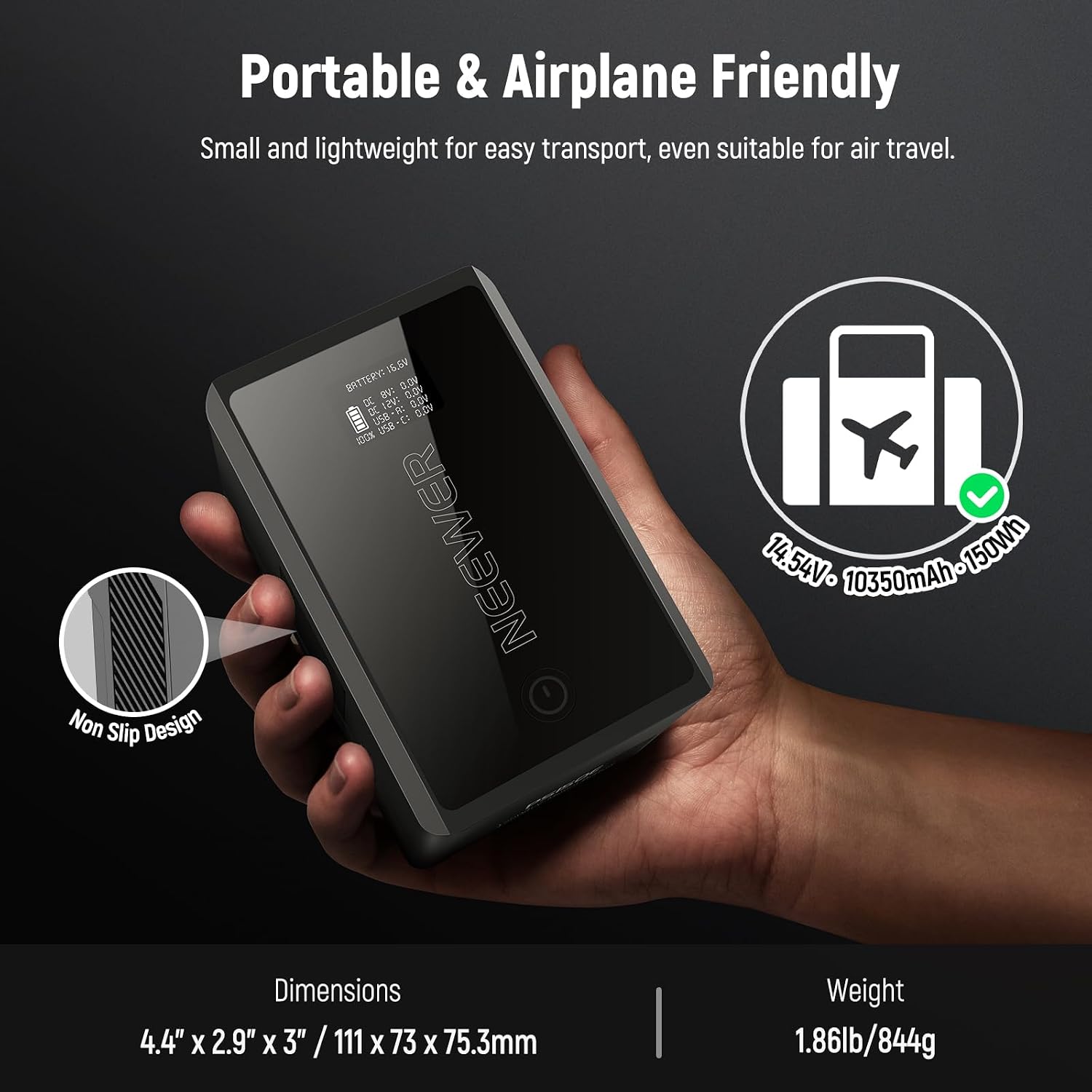 Neewer V Mount Battery PS150E Supports 100W PD USB C Fast Charging, 10350mAh 150Wh 14.54V, with D Tap/USB C/USB A/BP/Dual DC Ports/OLED Screen, V Lock Battery for Camera Camcorder Monitor Video Light