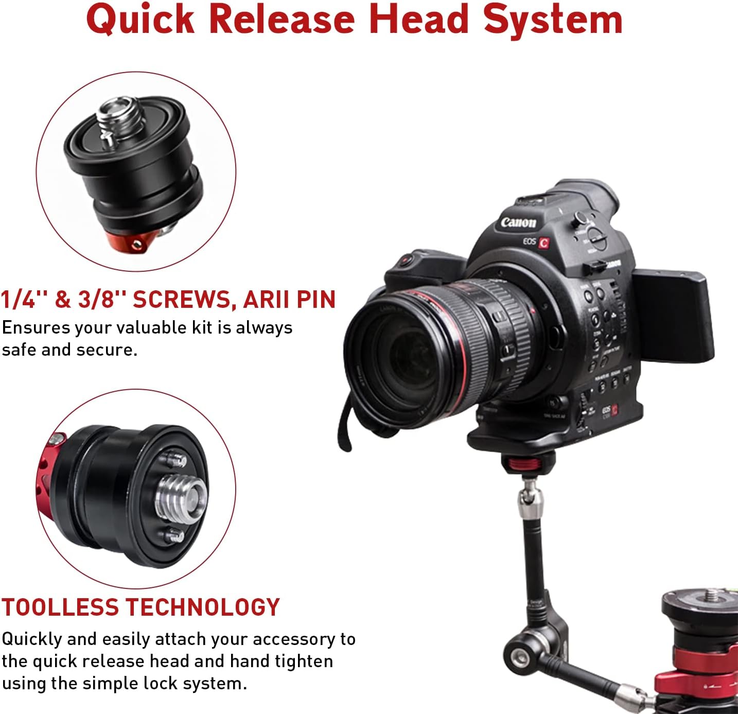 IFOOTAGE Magic Arm Clamp MA5-6, 11 Inches Adjustable Friction Power Articulating Magic Arm with 1/4' and 3/8' Thread Screw for DSLR Camera Rig/LCD Monitor/LED Lights