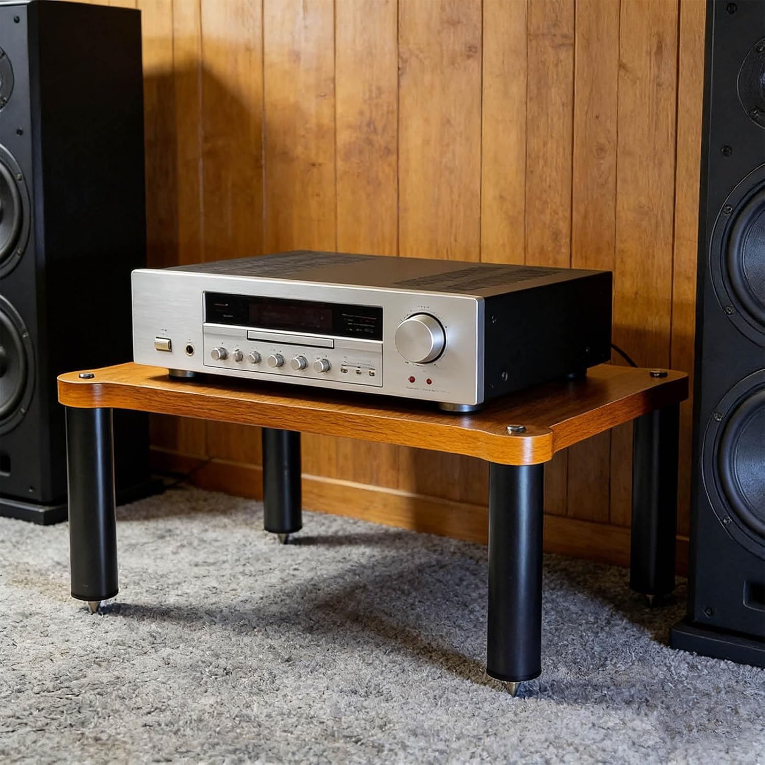 Single-Layer Amplifier Rack Sound Vibration Damping Bracket Home Theater Audio Equipment Shelf High Load-Bearing Multi-Purpose Base(60 * 48 * 10.5cm)