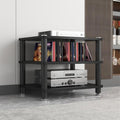 AV Media Stand 1/2/3/4 Tier Record Player DVD CD Audio Rack Tower Holder, Adjustable Media Storage Cabinet, Entertainment Stereo Racks Equipment Console Shelf,Black,3 Tier