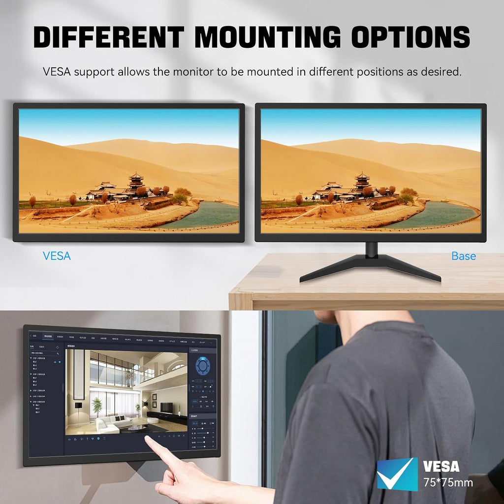 Touchscreen Monitor 22 Inch FHD 1920x1080P IPS PC Monitor, 10-Point Touch Screen Computer Display with HDMI VGA USB Ports, Built-in Speakers, VESA Mountable
