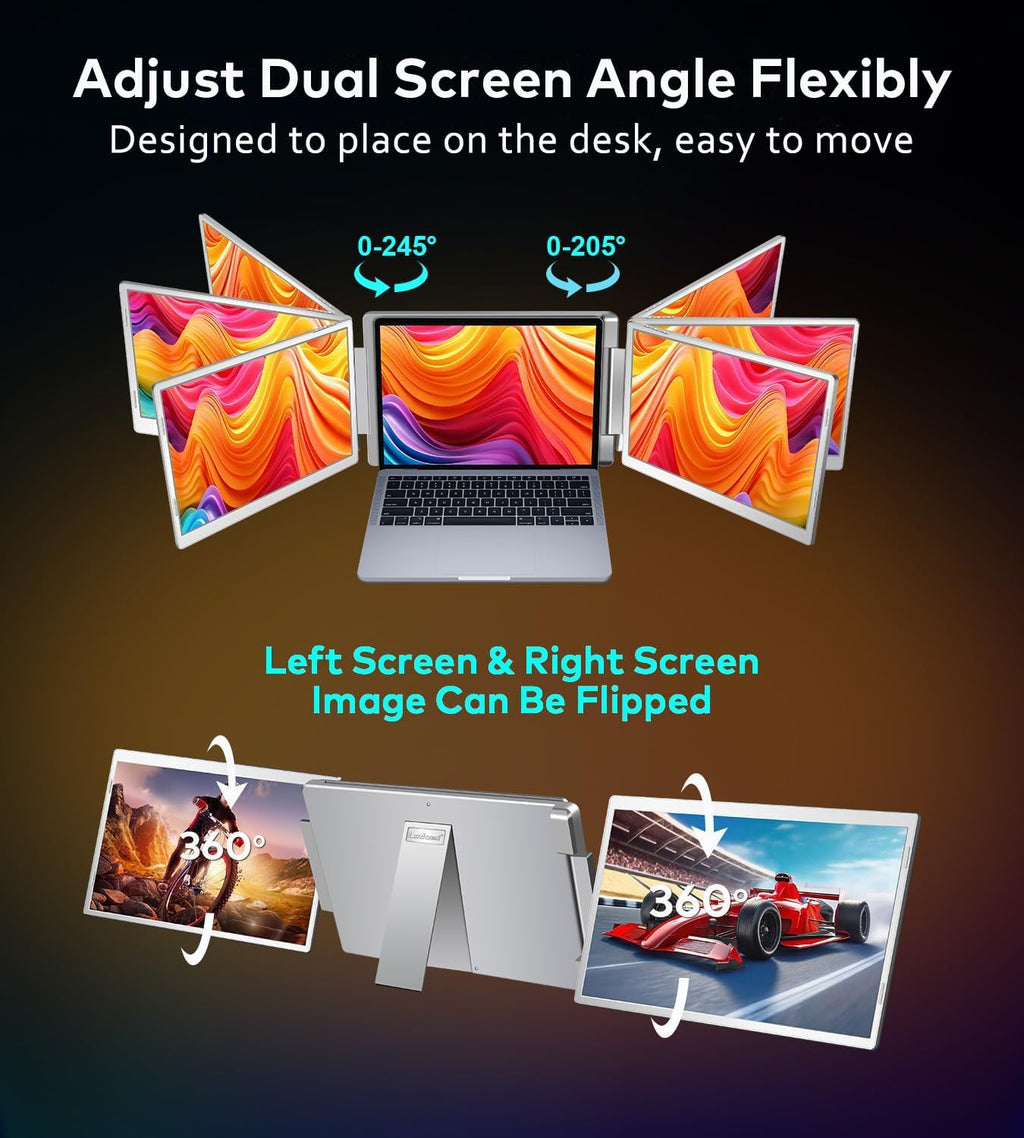16' Laptop Screen Extender, 1200P FHD Triple Portable Laptop Monitor Extender for 12'-18.5' Laptops, 16:10 Aspect Ratio Rotation Screen, Compatible with MacOS, Wins, Chrome, Surface