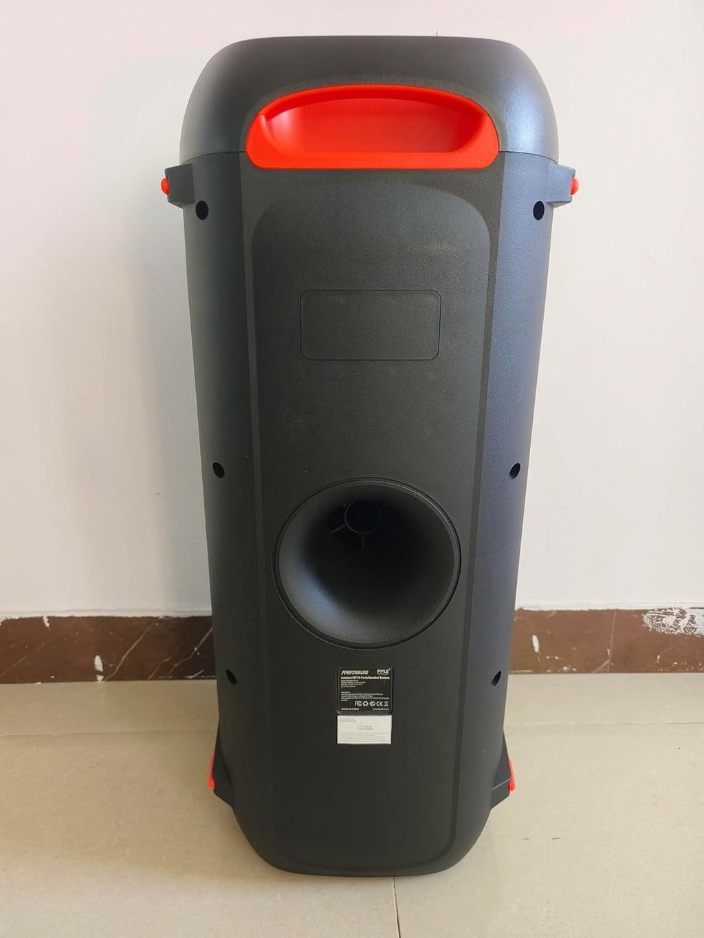 Pyle Compact Bluetooth PA Party Speaker System – 160W Portable Karaoke Machine with Built-in Battery, TWS, Mic Priority, USB/SD/BT/FM, Flashing LED Lights, Dual 6.5' Speakers, 11.6' x 11.6' x 25.2'