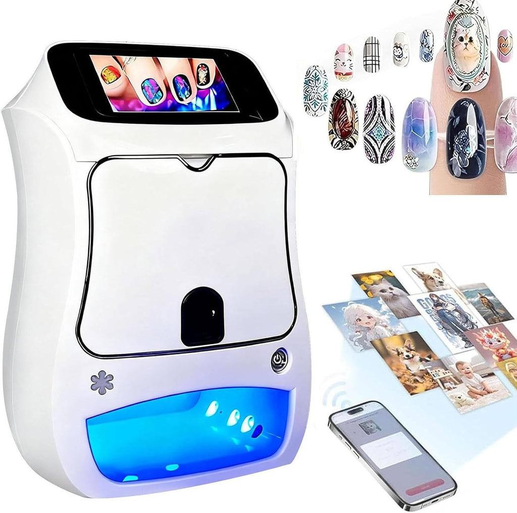 3D Smart Nail Printer Machine, Digital Nail Art Printer Machine, Portable Nail Painting Machine, Printing & Drying/Touch Scree/30s Done, Nail Art Machine for Girls' Home Nails