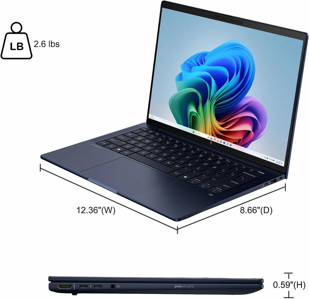 HP EliteBook X G1i Laptop 14' WUXGA IPS Touchscreen (500nits, 100% sRGB) Intel 8-core Ultra 7 258V (NPU Up to 47 Tops) 32GB RAM 1TB SSD for Creator Business Professional Win11Pro ICP Hub