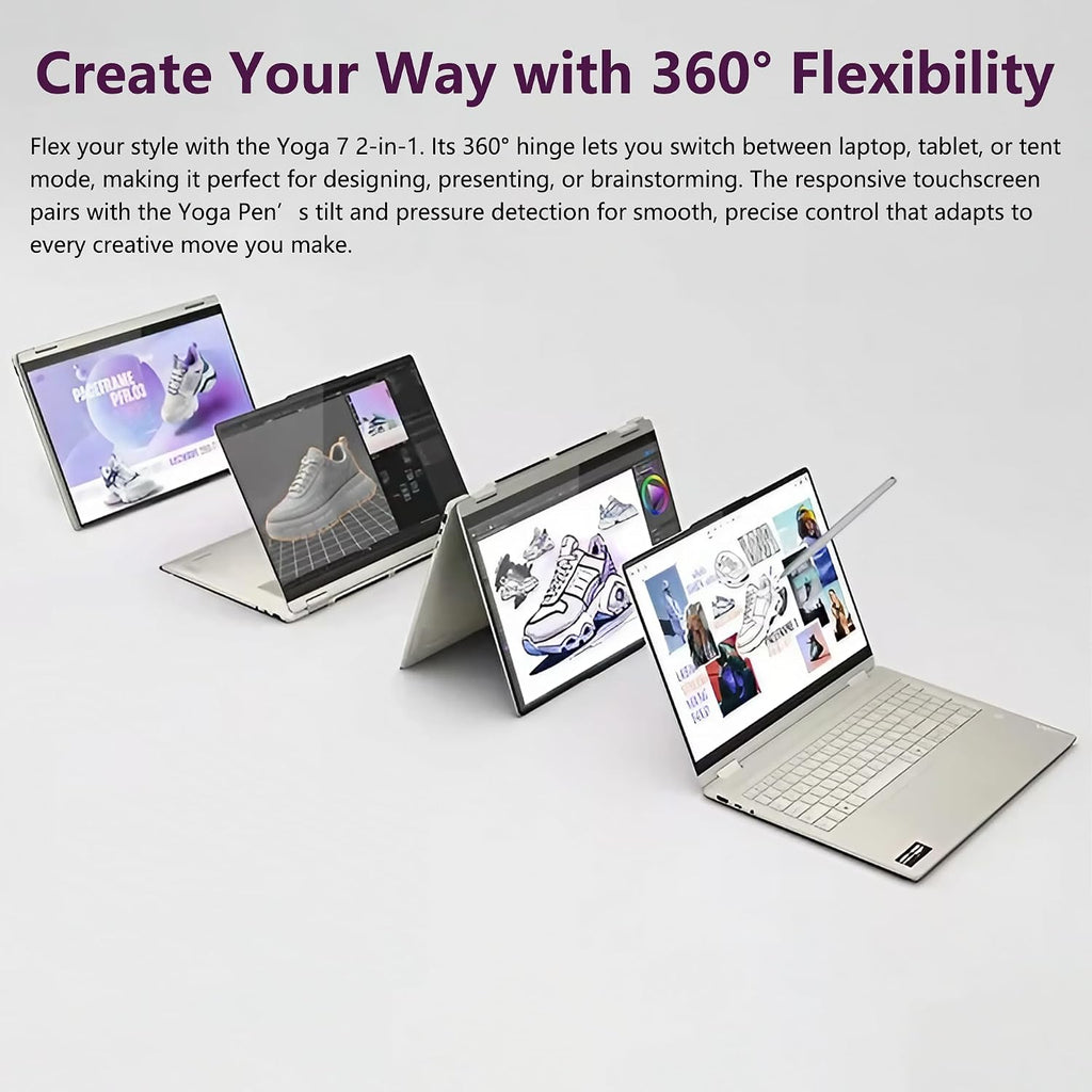 Lenovo Yoga 7 2-in-1 AI PC Laptop | 16' WUXGA IPS Touch | AMD Ryzen AI 5 340 (Up to 50 Tops) | 16GB DDR5 1TB SSD | for Creator Business Professional Wi-Fi 7 Stylus Win11 Pro w/DLCA Accessory