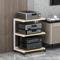 Rolling Display Cabinet - Mobile Media Stand & Audio Rack for Game Consoles, Stereo Equipment, TV Accessories - Corner Shelf with Ample Storage